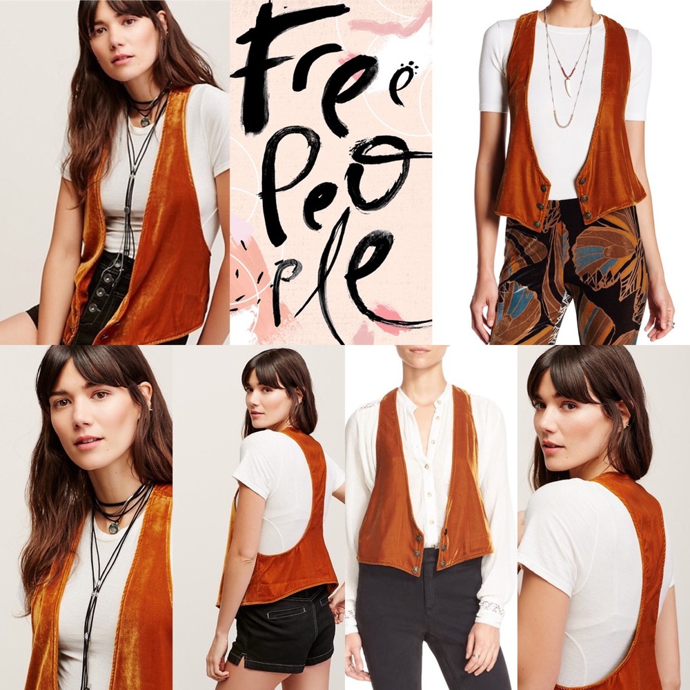 Free people new with Tags velvet vest in honey NWT